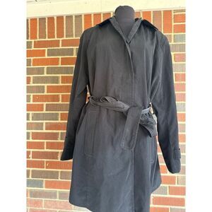 women's London Fog Black Trench Coat Belted Collar Women